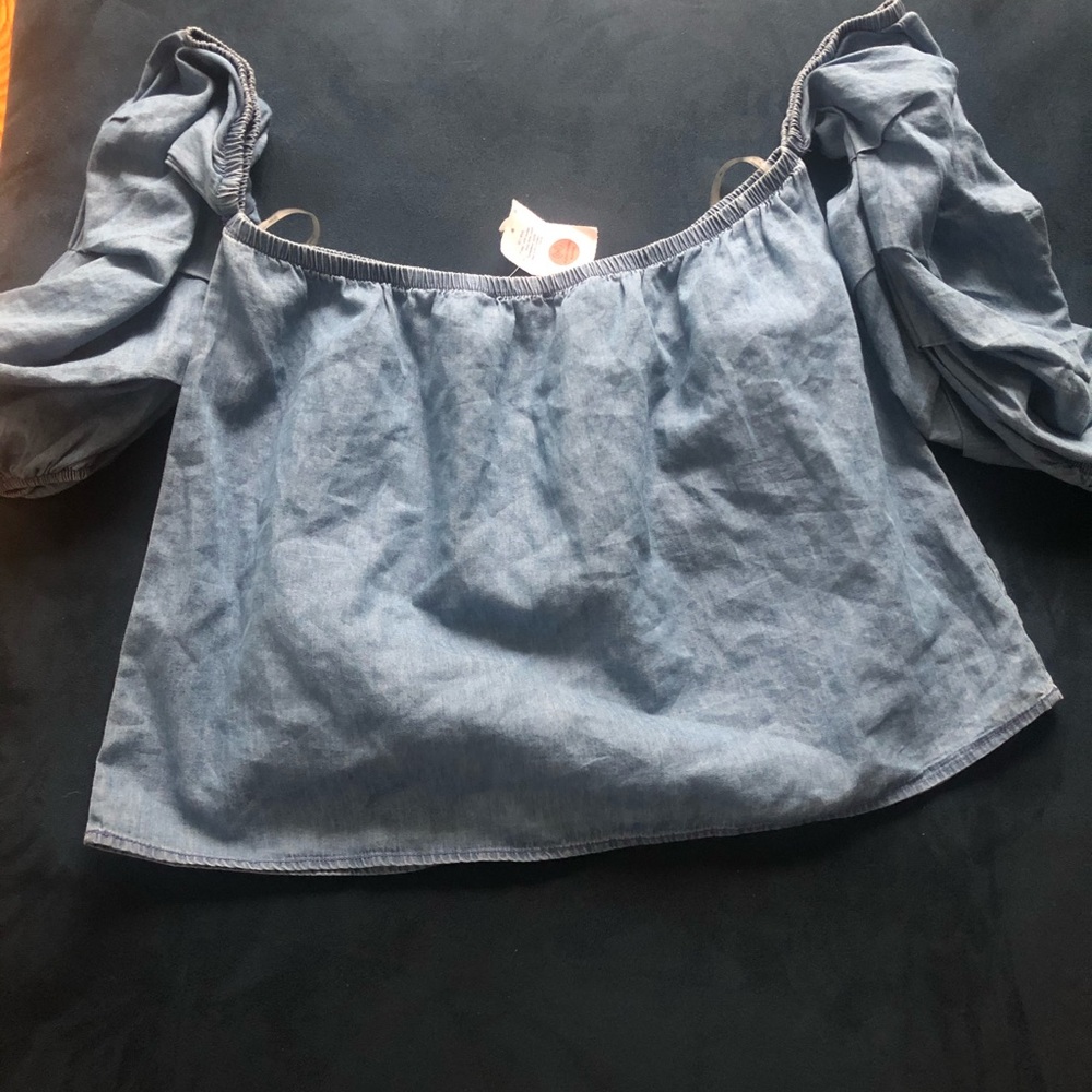 Blue Denim off the Shoulder Top
